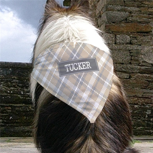 Personalized Cream and Grey Plaid Pet Bandana - Sunny Jar Personalized™