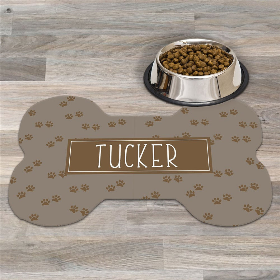 Personalized Brown Paws with Name Dog Bone Rug - Sunny Jar Personalized™