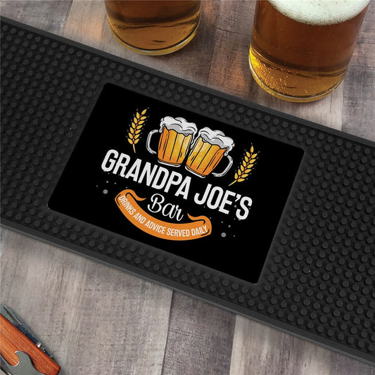 Personalized Beer Glasses with Banner Bar Mat - Sunny Jar Personalized™