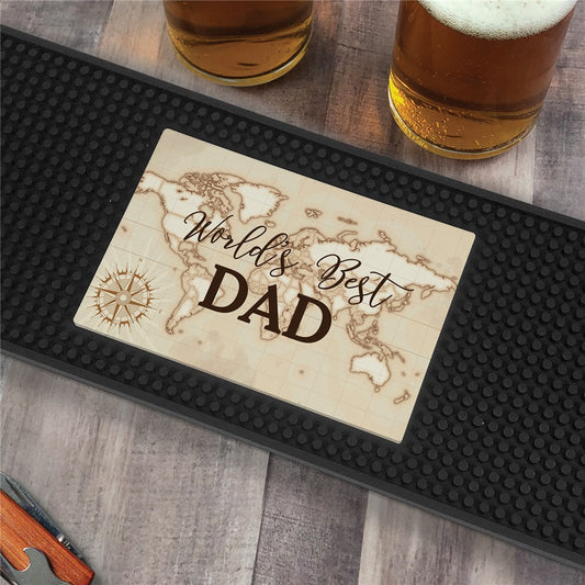 Personalized World's Best with Map Bar Mat - Sunny Jar Personalized™