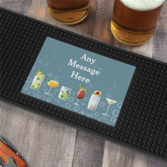 Personalized Drinkware with Bubbles Bar Mat - Sunny Jar Personalized™