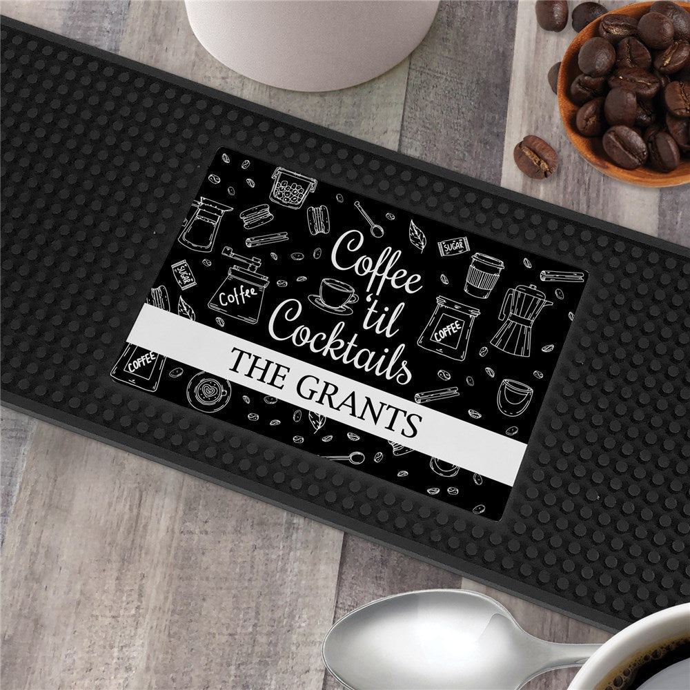 Personalized Coffee 'til Cocktails Bar Mat - Sunny Jar Personalized™