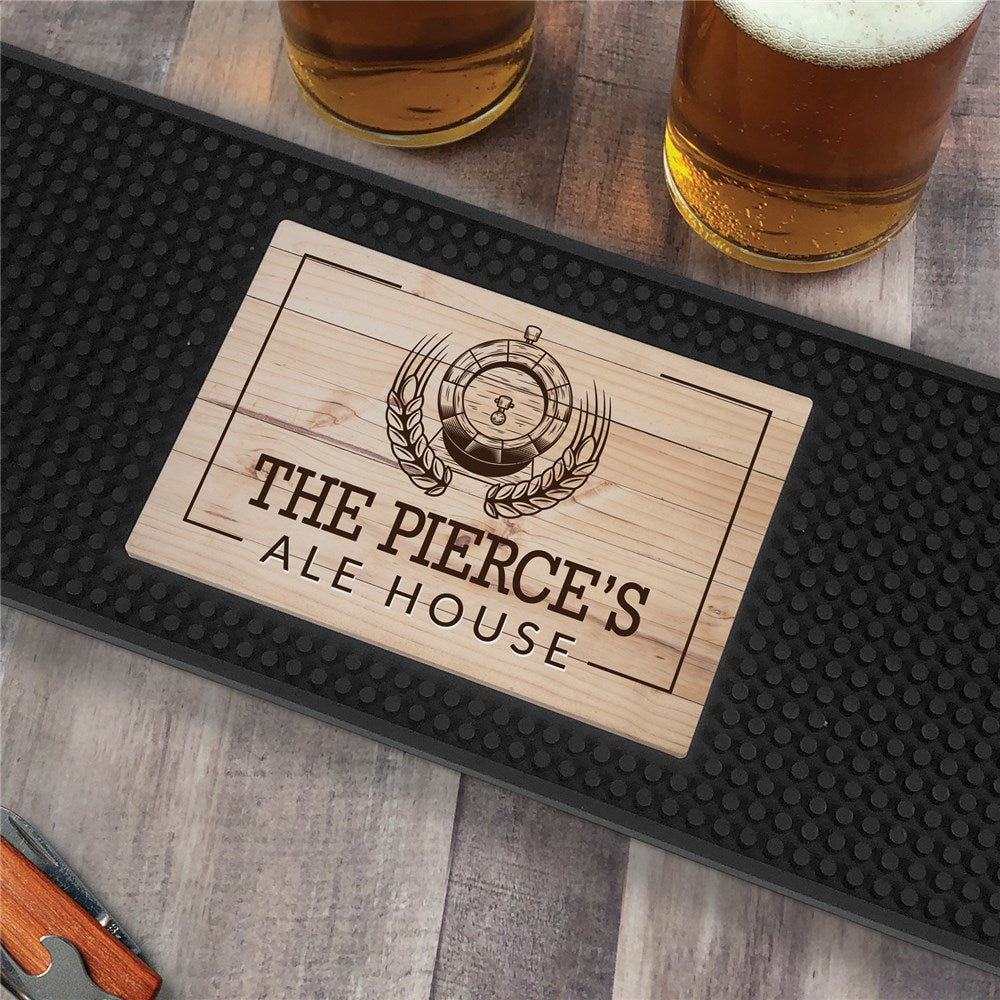 Personalized Wood Background Ale House Bar Mat - Sunny Jar Personalized™