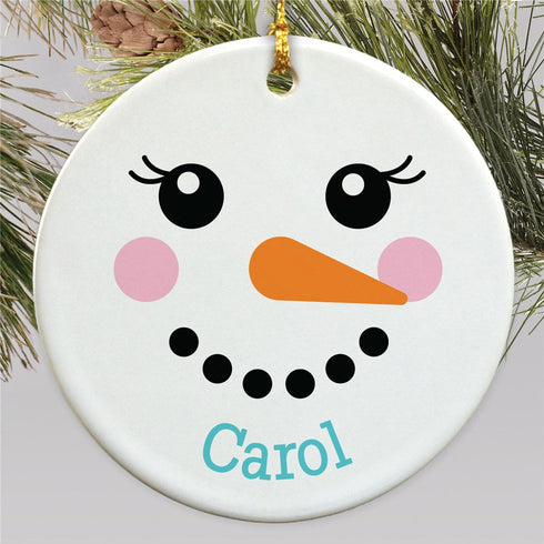 Personalized Little Lashes Snowman Round Ornament - Sunny Jar Personalized™