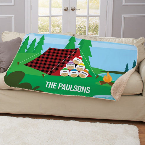 Personalized Camping Scene Sherpa Blanket - Sunny Jar Personalized™