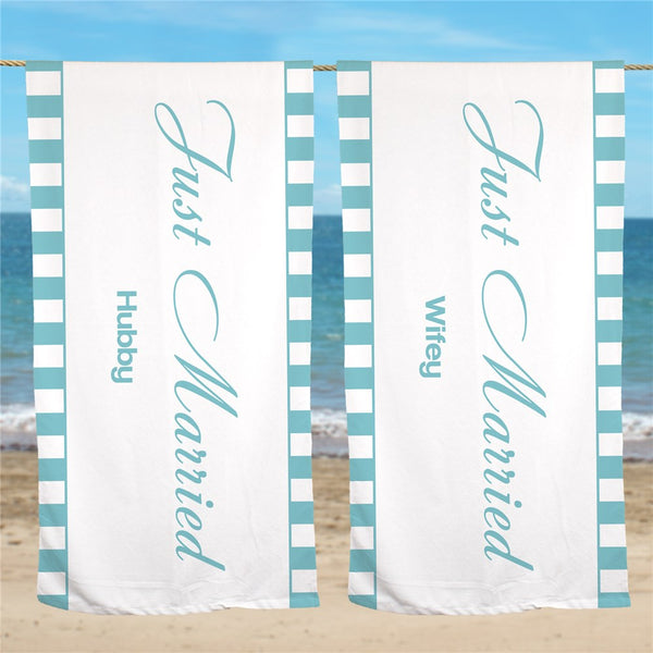 Personalized Wedding Get Away Beach Towel - Sunny Jar Personalized™