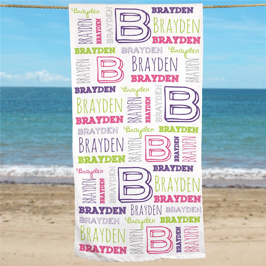 Personalized Kid's Name Beach Towel - Sunny Jar Personalized™