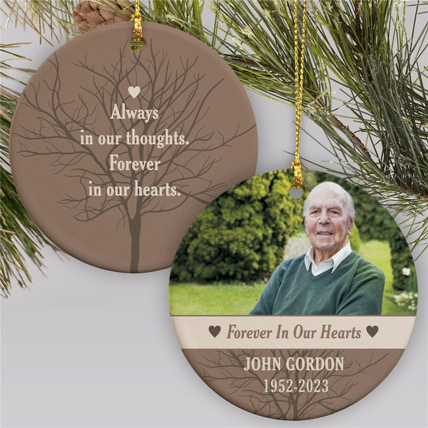 Round Ceramic Memorial Photo Ornament - Sunny Jar Personalized™