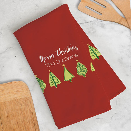 Personalized Christmas Tree Dish Towel - Sunny Jar Personalized™