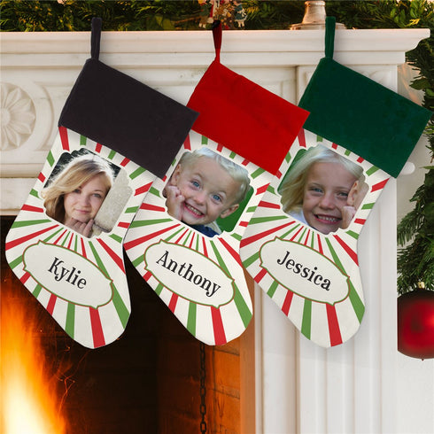 Christmas Stripes Photo Stocking - Sunny Jar Personalized™