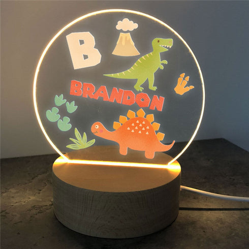 Personalized Dinosaur Round LED Sign - Sunny Jar Personalized™