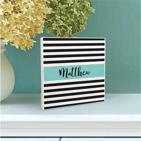 Personalized Baby Stripes 6x6 Table Top Sign - Sunny Jar Personalized™