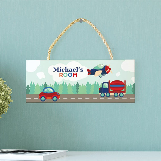 Personalized Boy's Room Car Rope Hanging Sign - Sunny Jar Personalized™