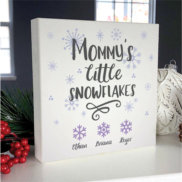 Personalized Mommy's Little Snowflakes 6x6 Table Top Sign - Sunny Jar Personalized™