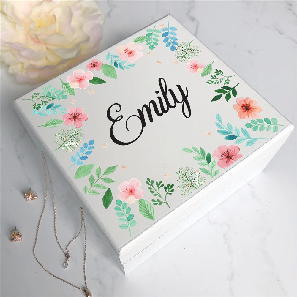 Personalized Floral Name Jewelry Box - Sunny Jar Personalized™