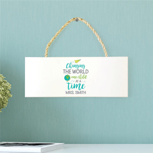 Personalized Changing The World Rope Hanging Sign - Sunny Jar Personalized™