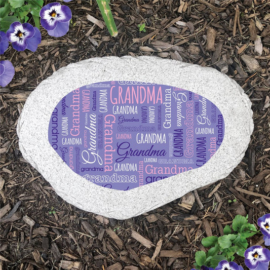 #1 Grandma Word Art Flat Garden Stone - Sunny Jar Personalized™