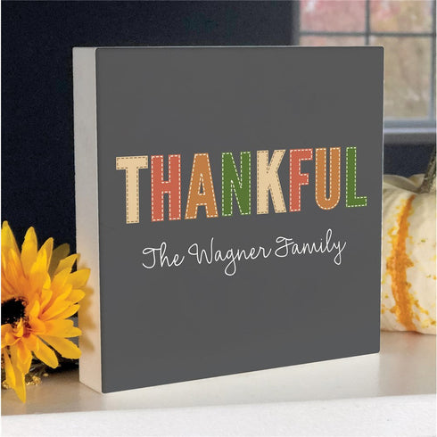 Personalized Thankful 6x6 Table Top Sign - Sunny Jar Personalized™