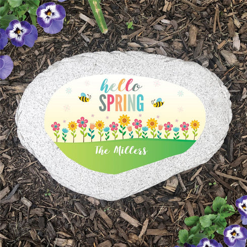 Personalized Hello Spring Flat Garden Stone - Sunny Jar Personalized™