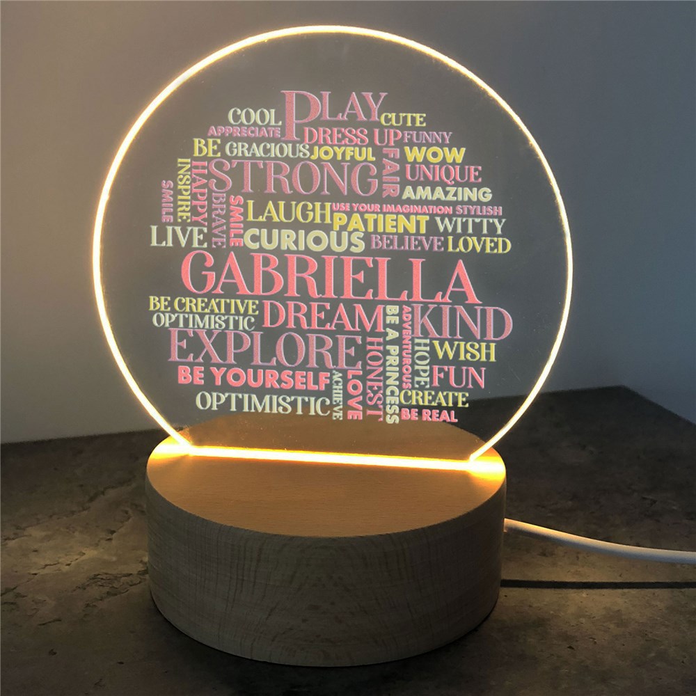 Personalized Girl Words Round LED Sign - Sunny Jar Personalized™