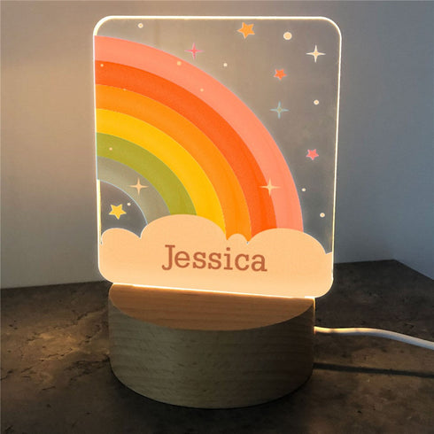 Personalized Rainbow with Stars Square Light Up Sign - Sunny Jar Personalized™