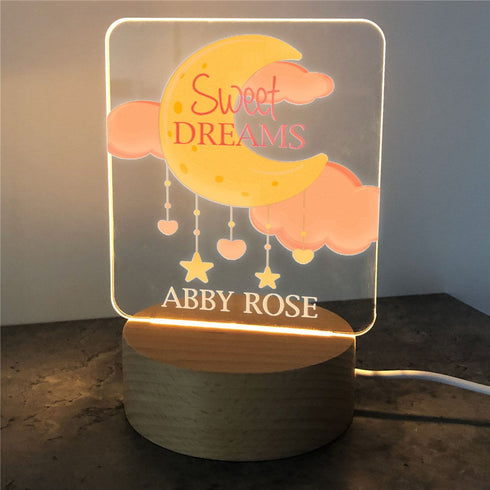 Personalized Sweet Dreams Moon Square Light Up Sign - Sunny Jar Personalized™