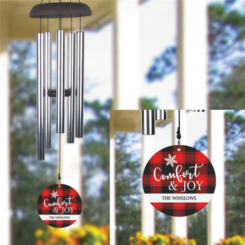 Personalized Red and Black Plaid Comfort and Joy Wind Chime - Sunny Jar Personalized™