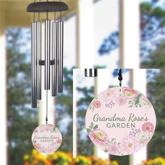 Personalized Pink Flowers Wind Chime - Sunny Jar Personalized™