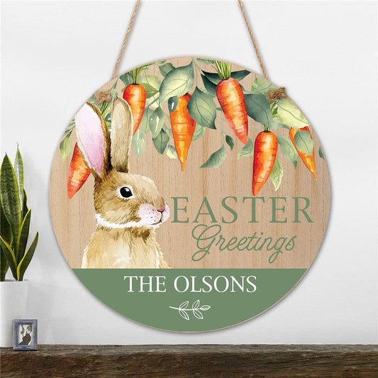 Personalized Easter Greetings Round Wall Sign - Sunny Jar Personalized™