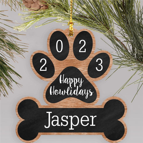 Personalized Happy Howlidays Wood Cut Ornament - Sunny Jar Personalized™