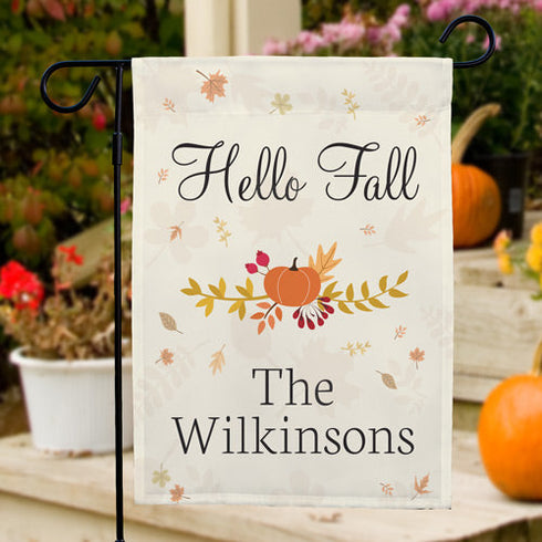 Personalized Hello Fall Garden Flag - Sunny Jar Personalized™